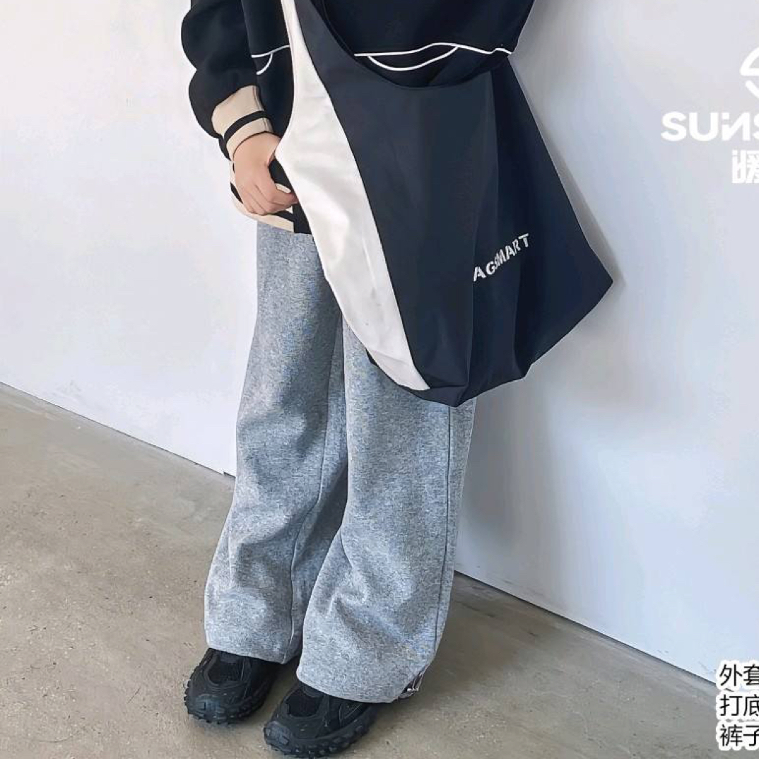 暖家 0863款C37童装灰色加绒裤子