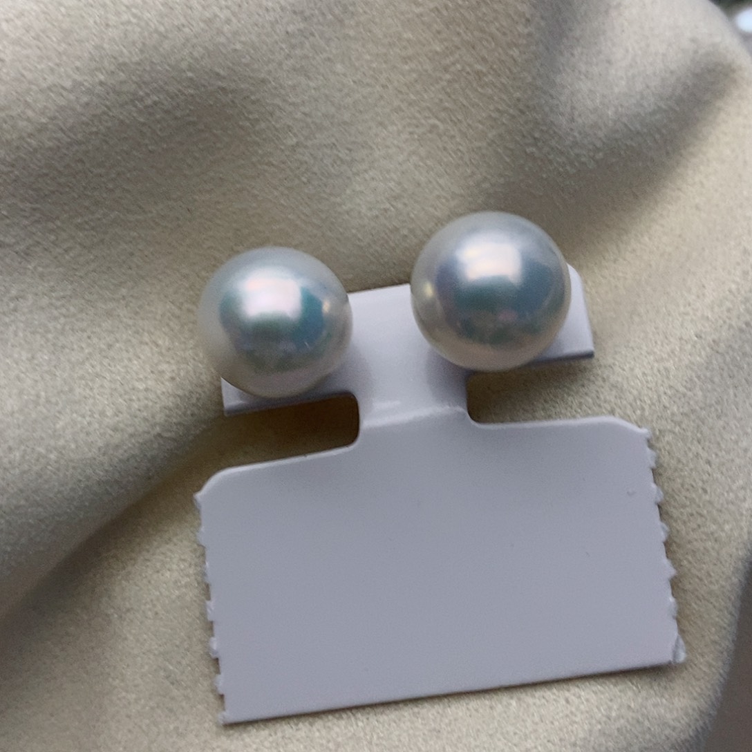 【闪购商品】银S925镶嵌淡水珍珠耳饰13-14mm