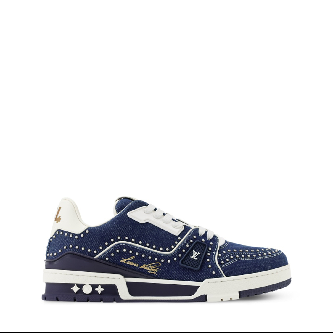 未使用 LouisVuitton/路易威登 trainer 25新款全牛仔铆钉  蓝色 