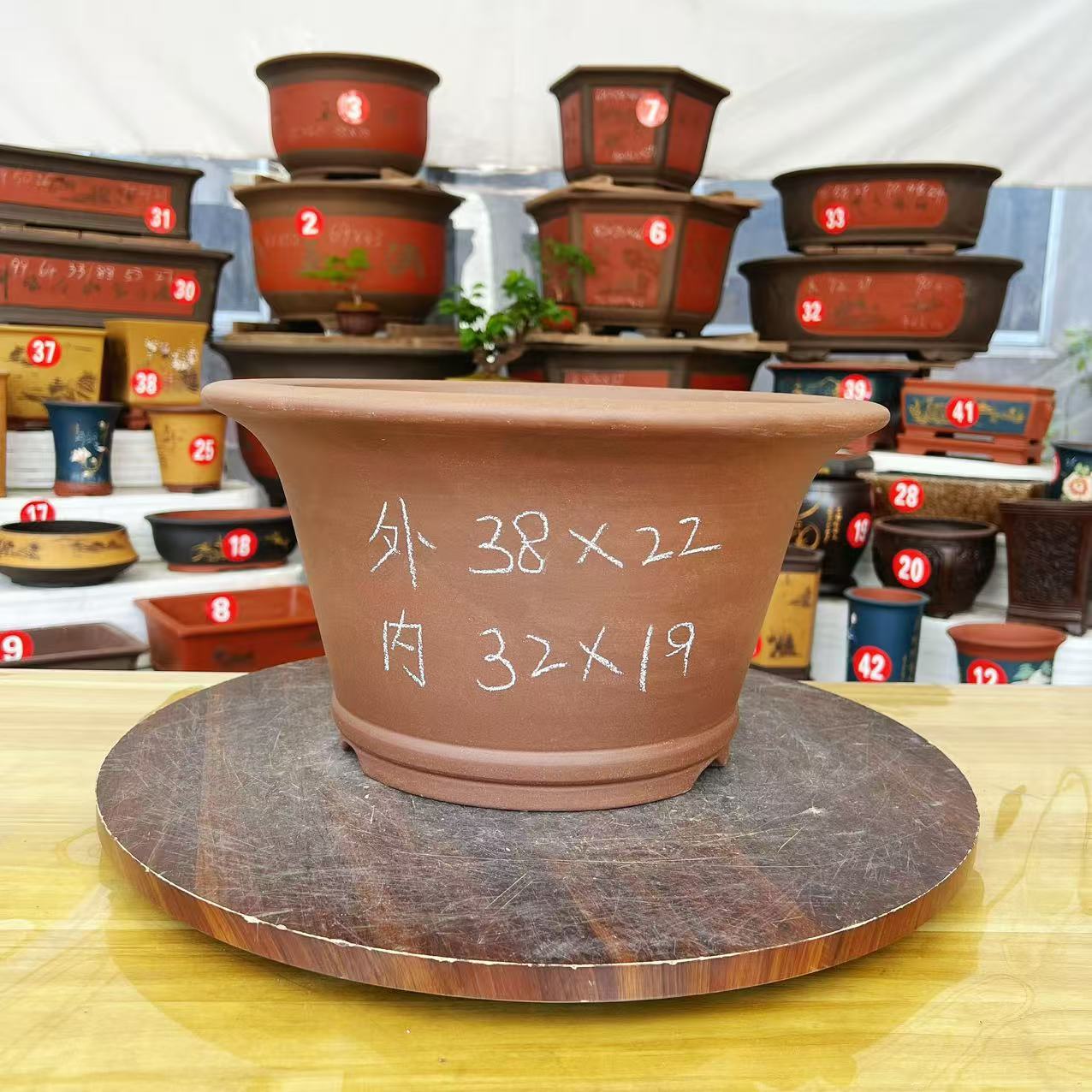 加厚斗笠碗盆花卉绿植飘枝老桩盆景造型盆艺紫砂花盆（工厂直发）