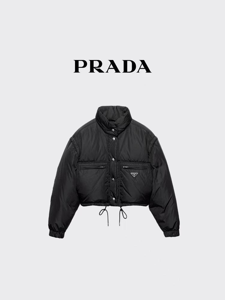 未使用 Prada/普拉达 Re-Nylon短款羽绒夹克外套 杨幂同款