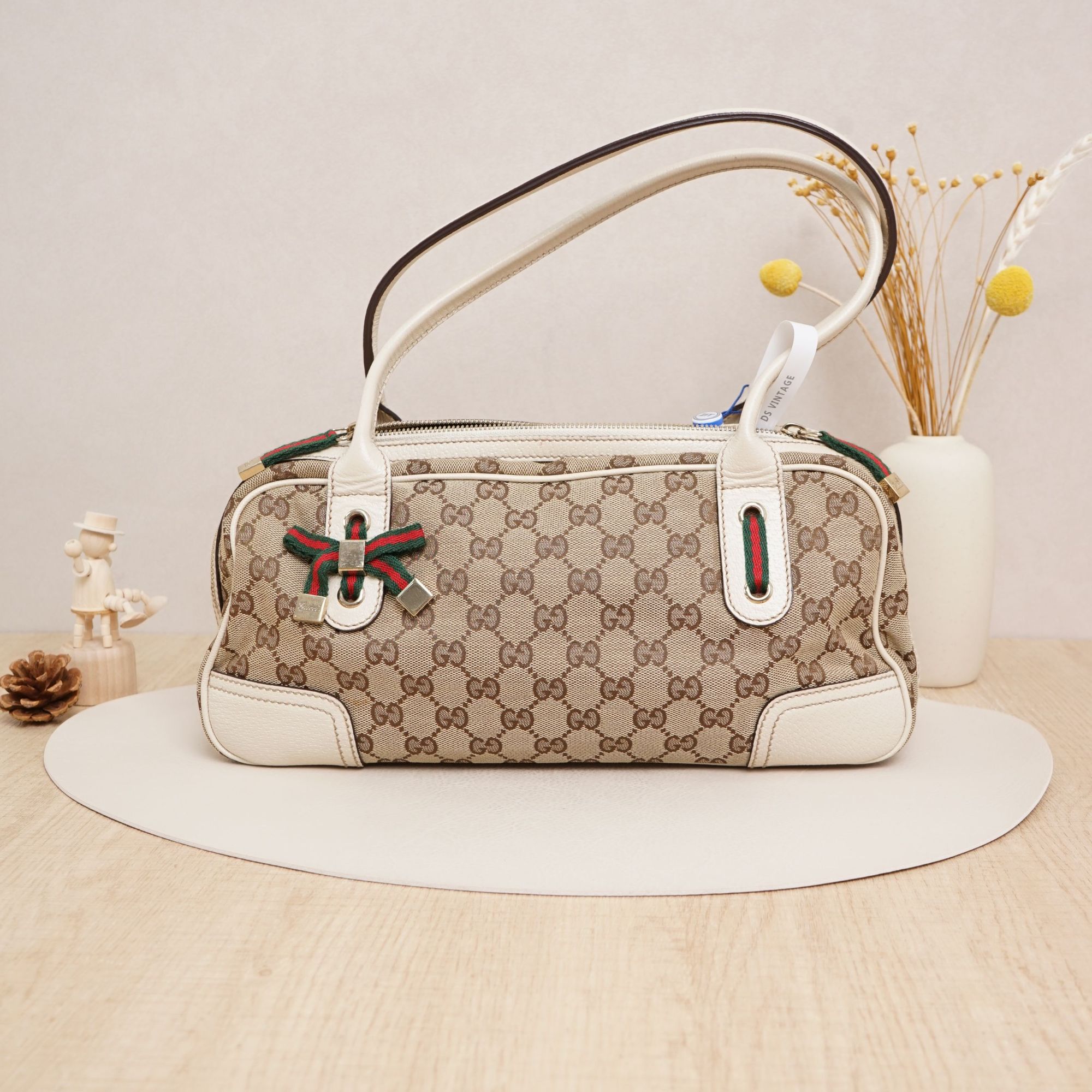 95新 GUCCI/古驰 中古手提包白色帆布DS025175