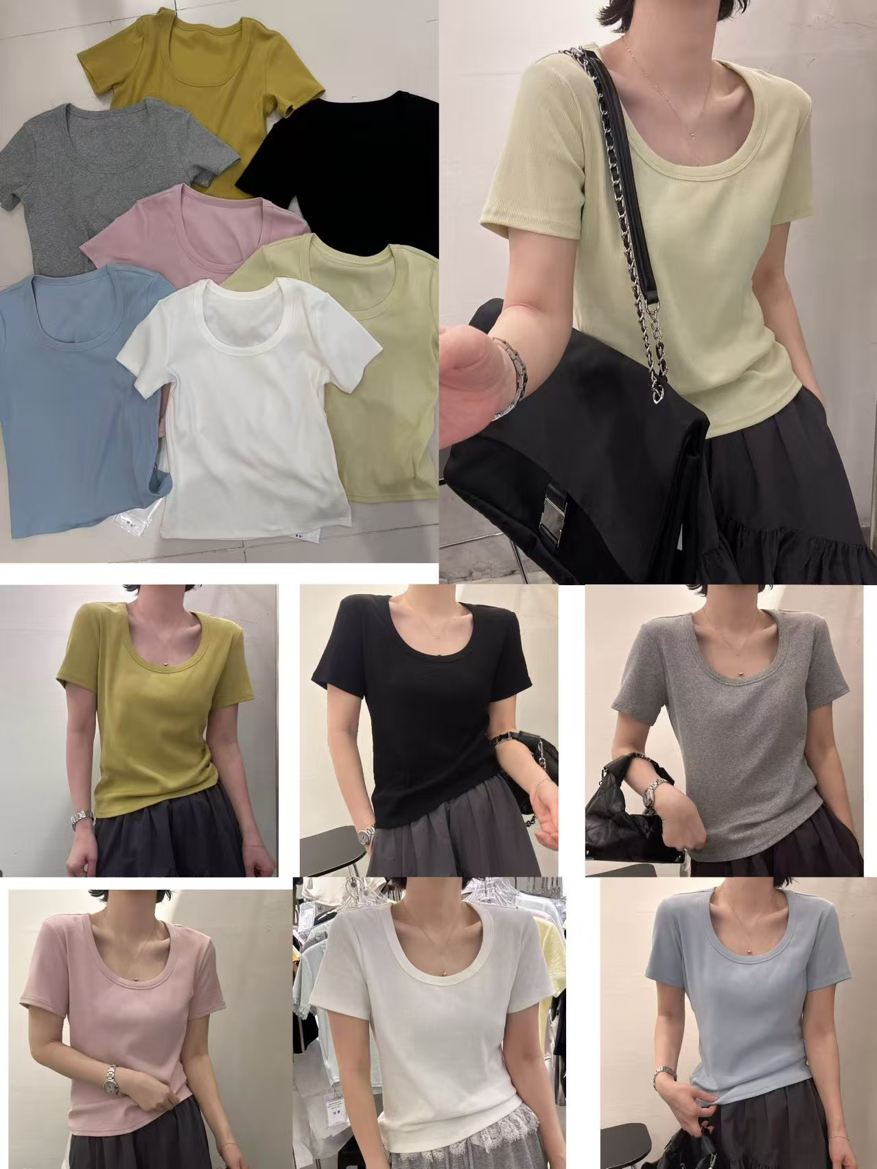 壹彩3365 百搭正肩U领短袖