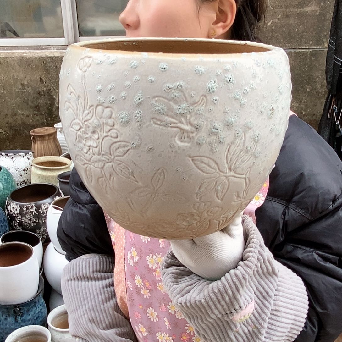 紫砂花盆瑕疵口18高18