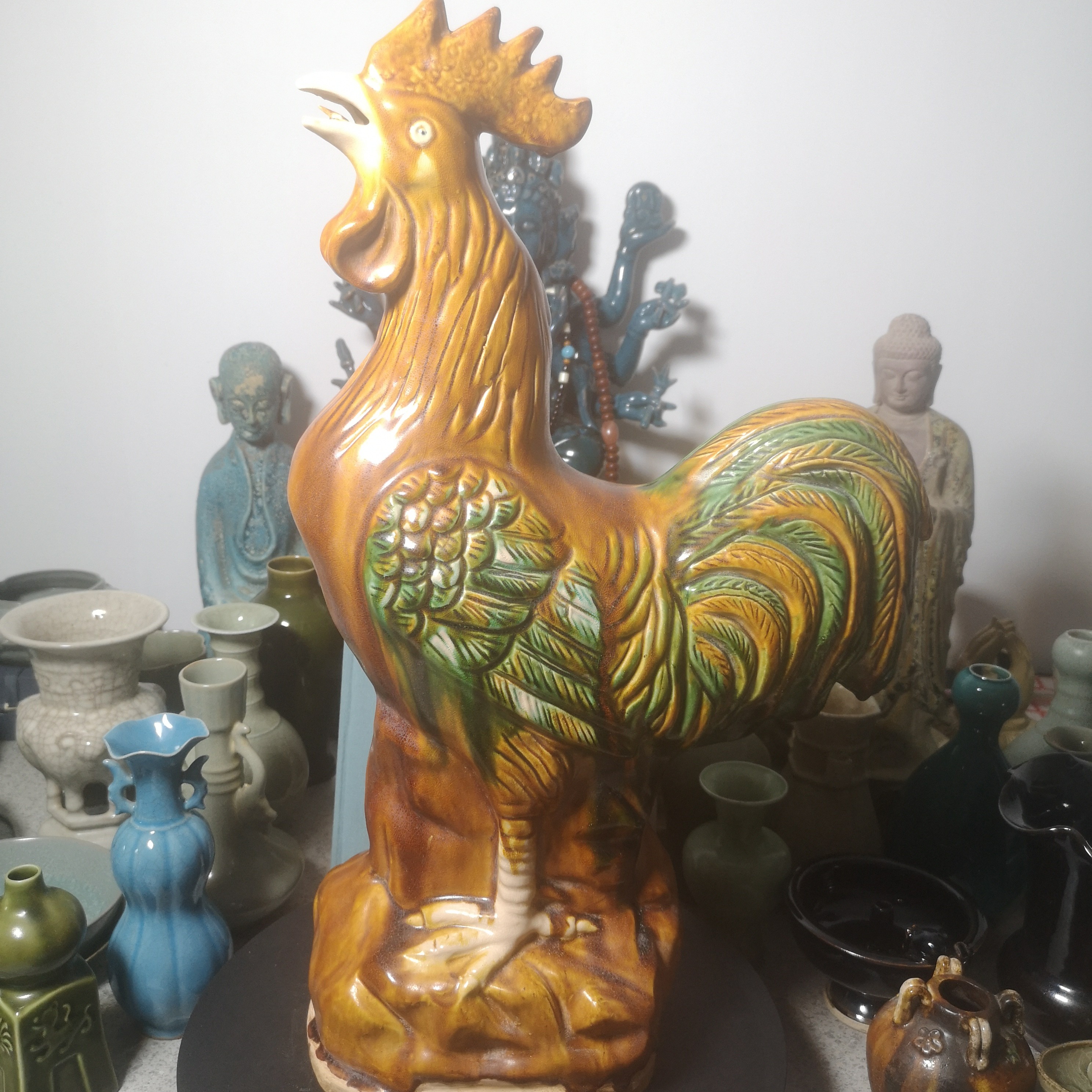 糖三彩瓷大鸡器形美观端庄大气