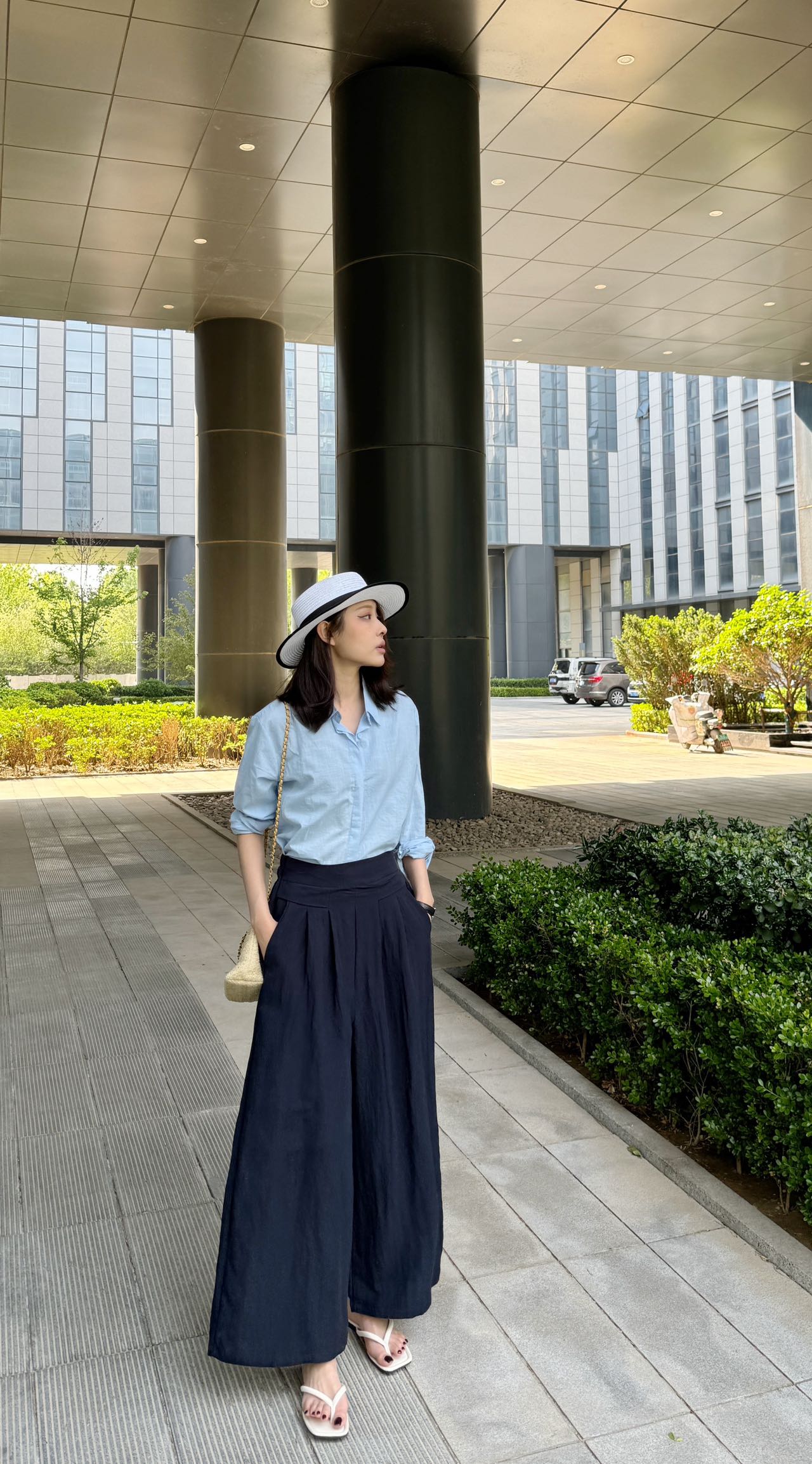 夏风松弛感莱赛尔亚麻阔腿裤透气垂感拉爆藏肉显瘦极简