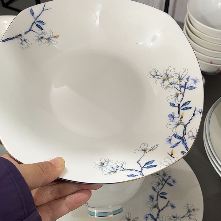 瓷片微瑕骨瓷方汤盘一个水云间