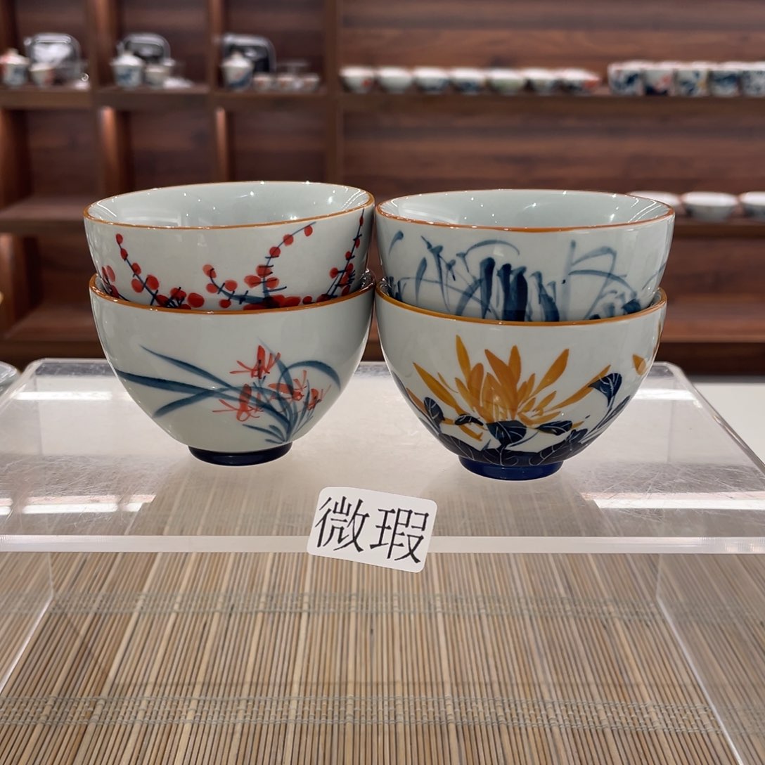 釉下手绘茶具微瑕