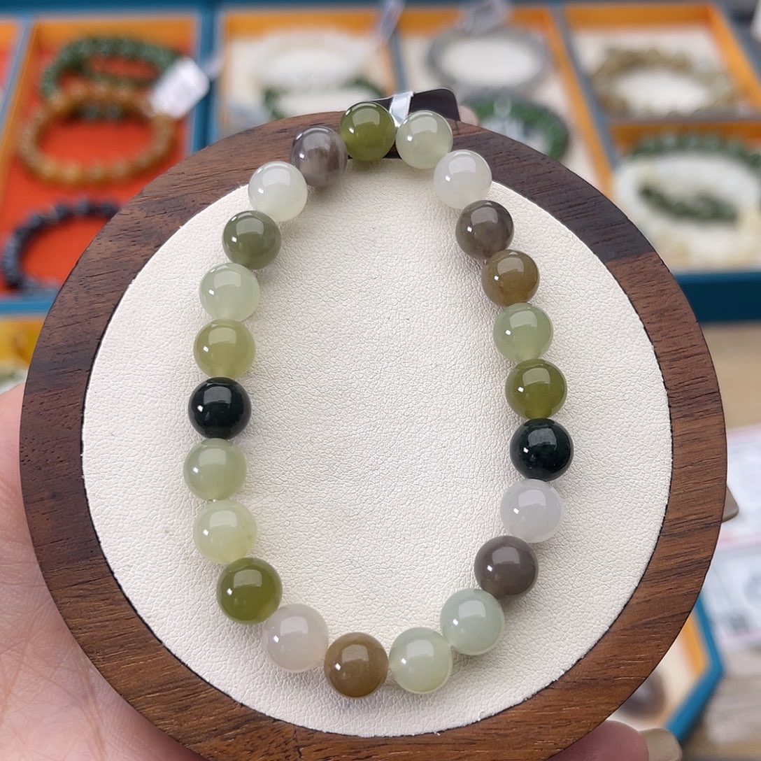 和田玉未镶嵌手串A18卡8