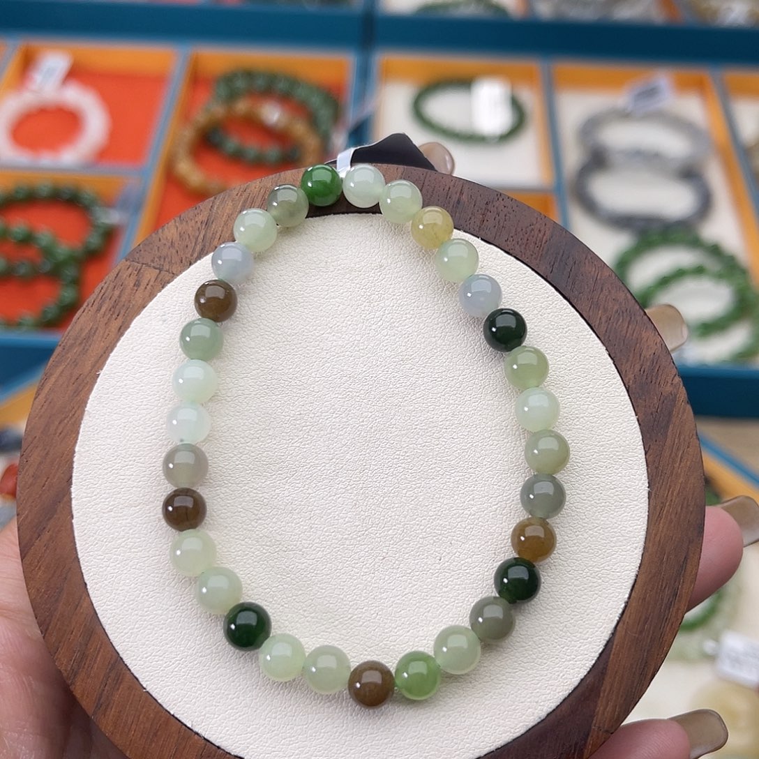 和田玉未镶嵌手串A9卡6