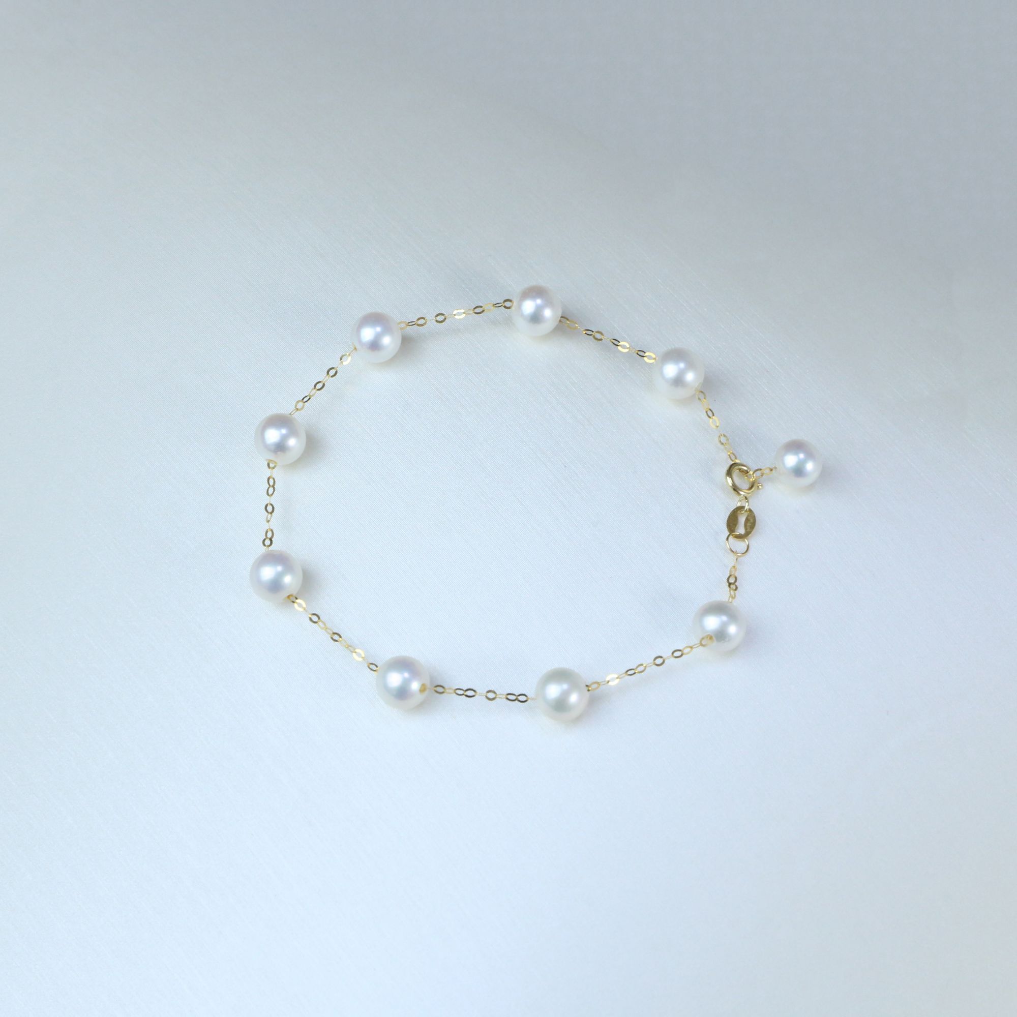 18k金baby淡水珍珠5-6mm满天星手链约17cm 