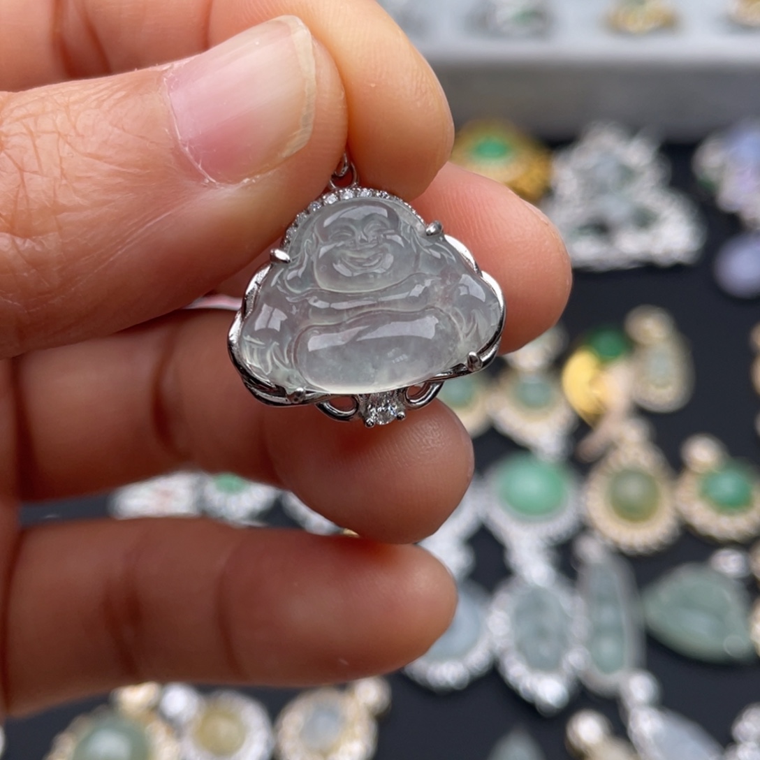 欣***姐翡翠银S925镶嵌吊坠(不含链)