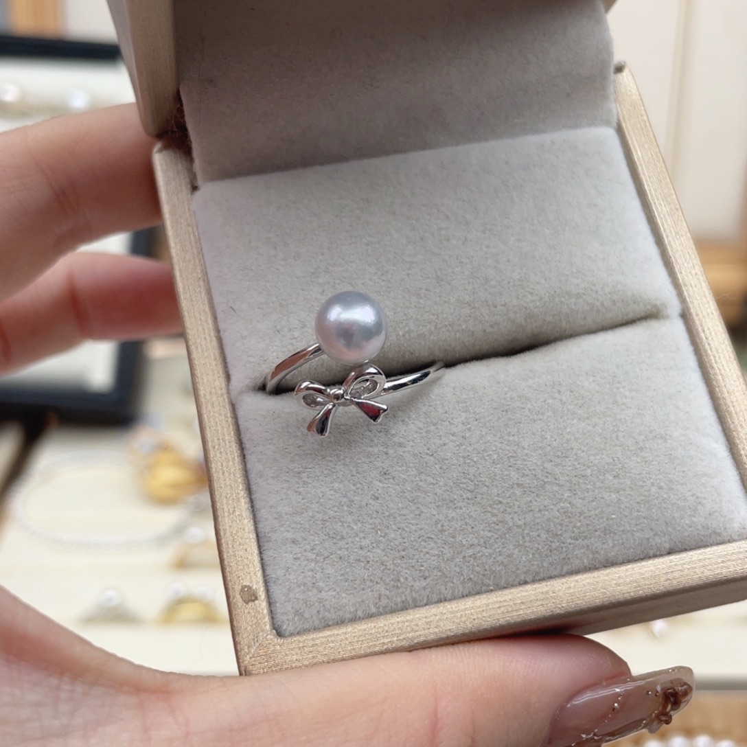 戒指海水珍珠银S925镶嵌W34