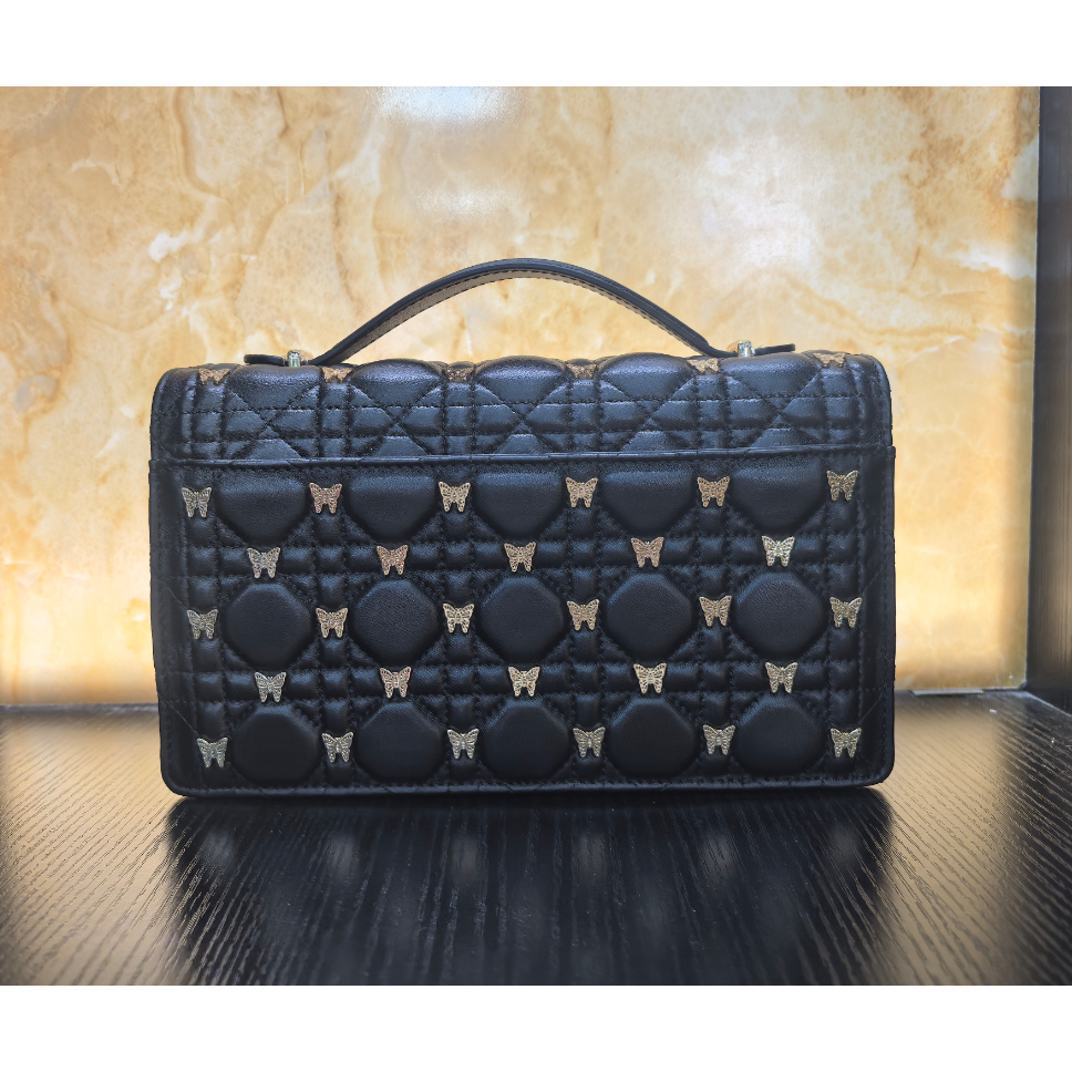 薇薇手工真皮包-黑色-长24x高14-满身蝴蝶A305