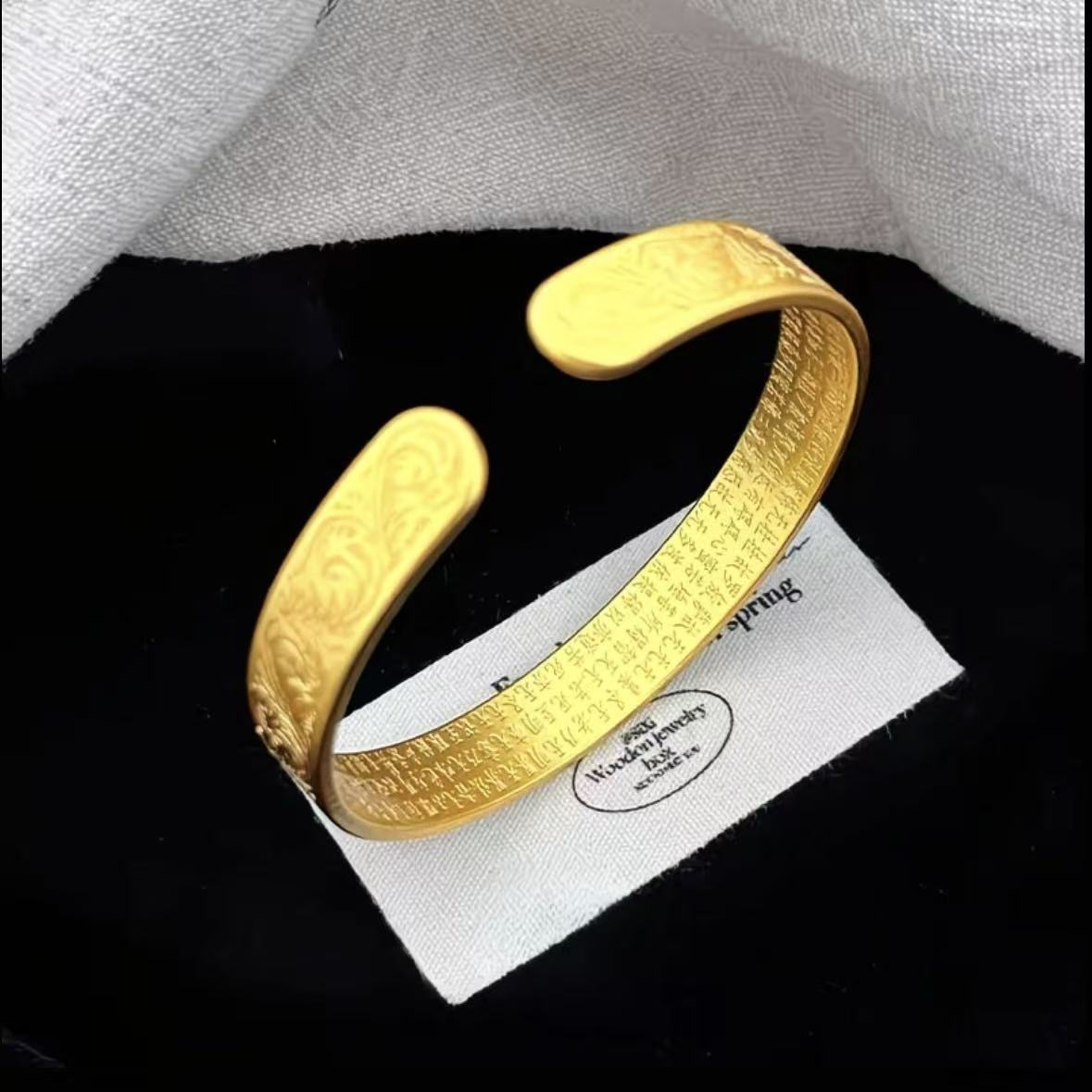 合金手镯 新中式复古风唐草纹开口手镯小众气质款