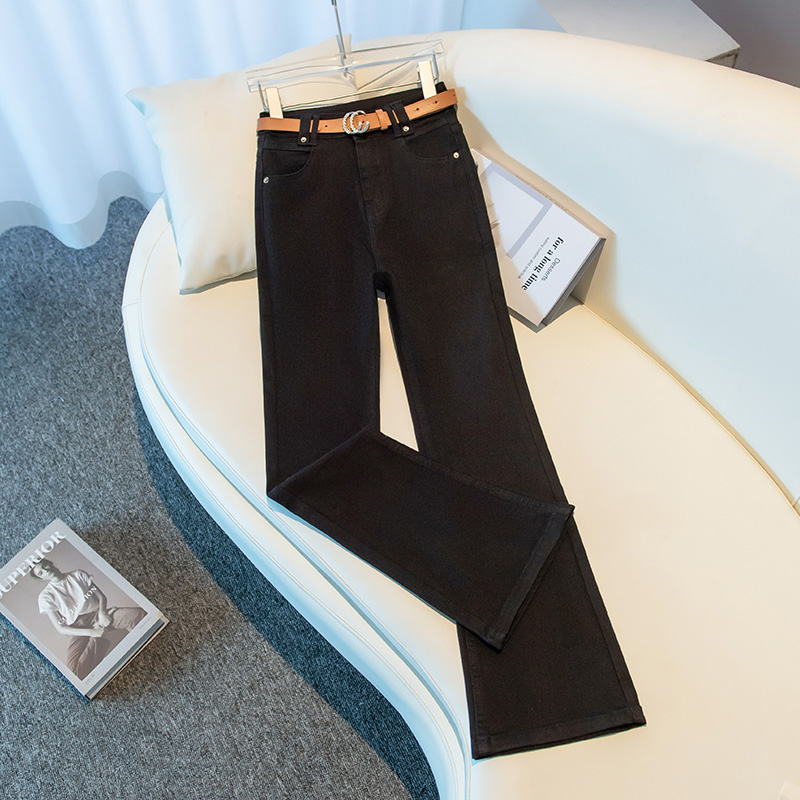 牛仔裤女2025年新款高腰显瘦直筒微喇叭裤