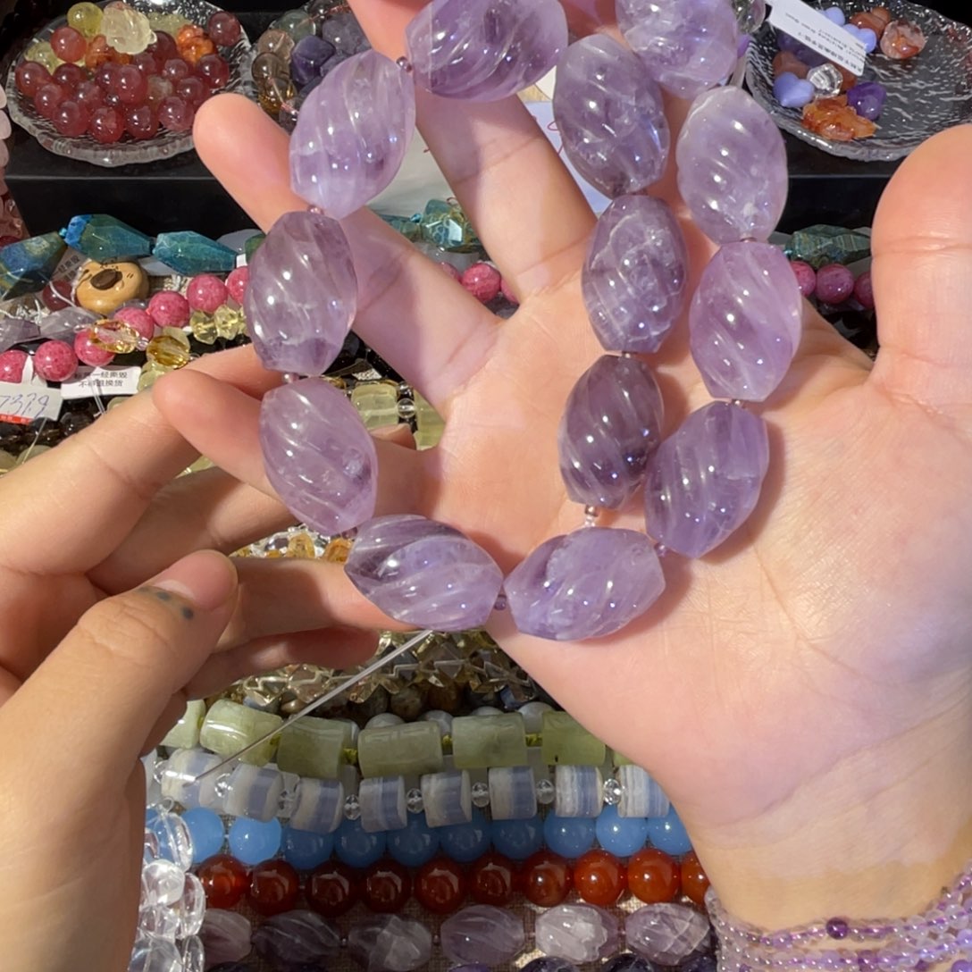 玛瑙/玉髓合金手链天然紫水晶蛋形扭扭珠到手一个