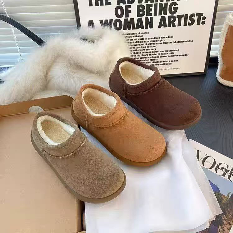 0587冬季低帮一脚蹬短筒时尚雪地靴棉鞋时尚韩版