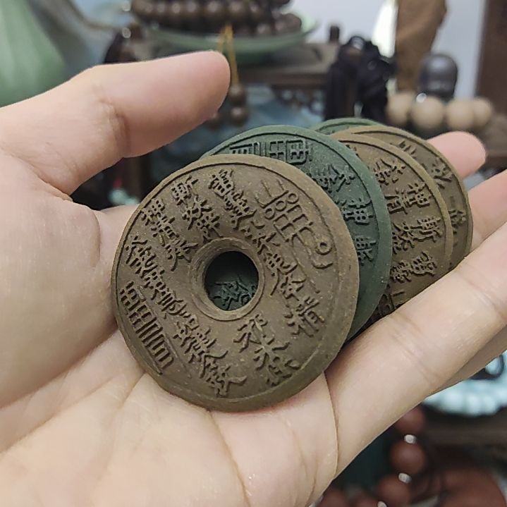 泥塑山鬼花钱古法合香牌两个