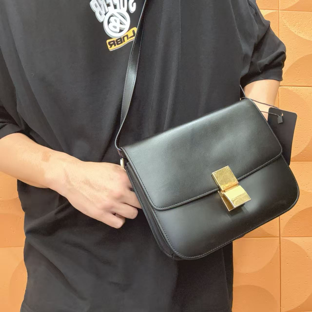 95新 Celine/思琳 【胖】44HP07 黑色中号box豆腐包