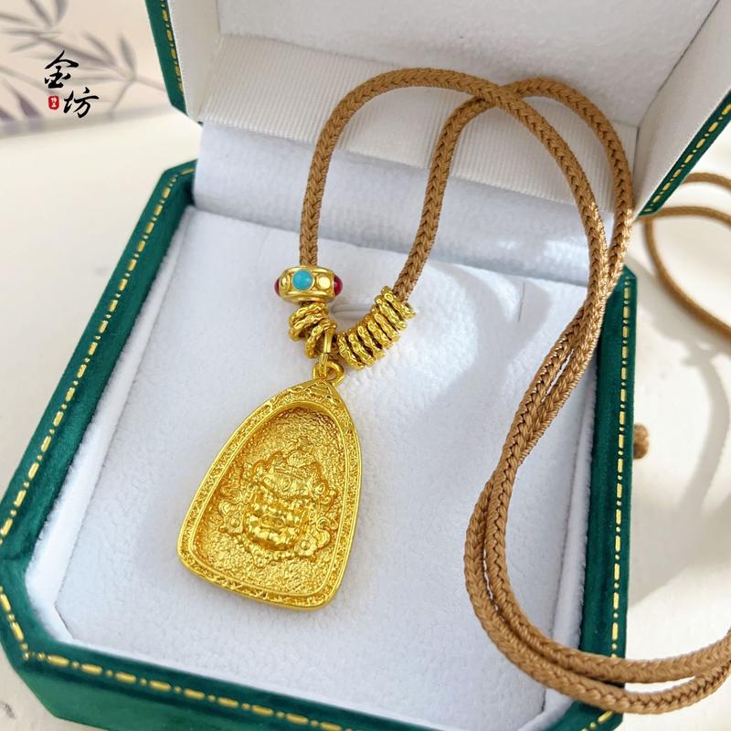 百塔之王黄财神吊坠diy饰品配件国潮风项链锁骨链