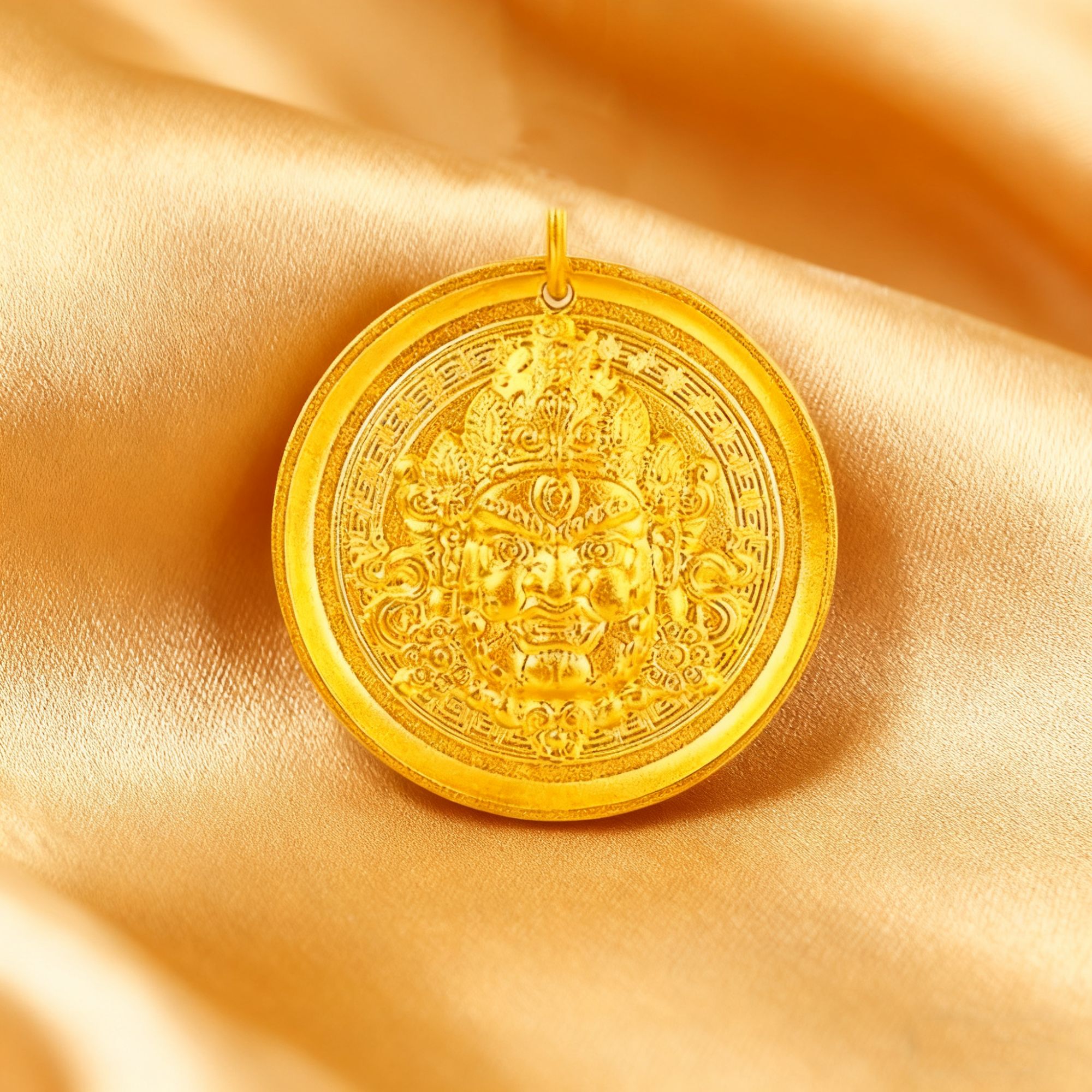 【黄金】足金999大黄财神盘素金 圈圈 5D工艺XTN368