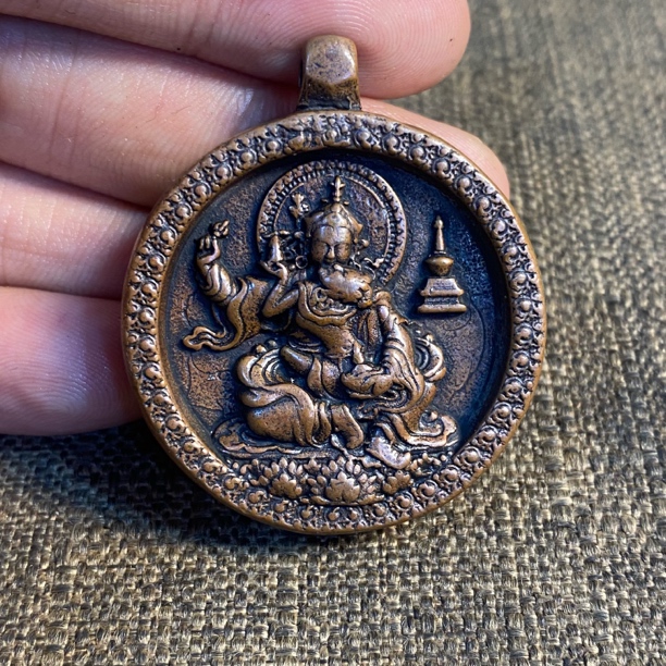 尼泊尔紫立马铜莲花生双身小挂件