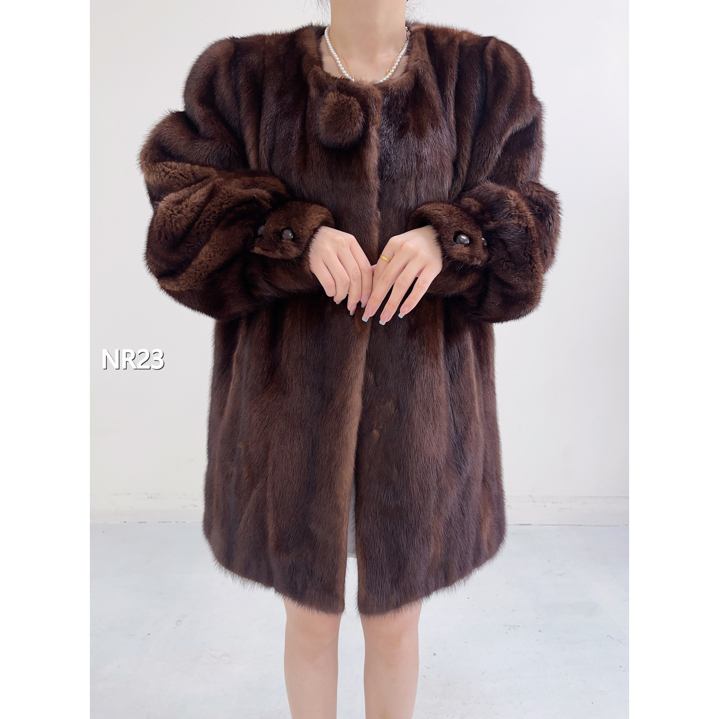 【NR23】XL 焦糖棕中长款全抽水貂（肩43胸114衣76袖60）16023