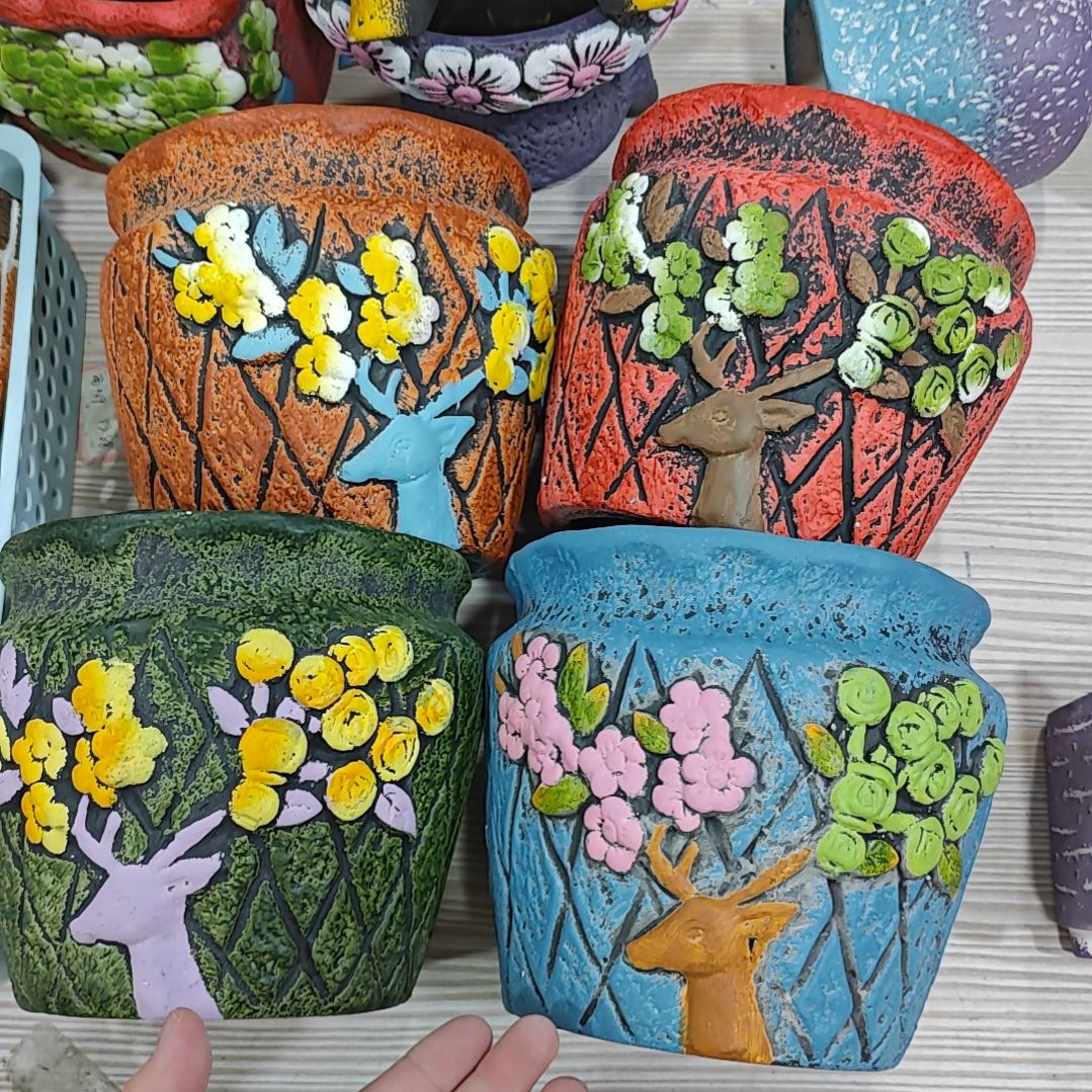 红陶吸水透气的白陶花盆凑满12发货