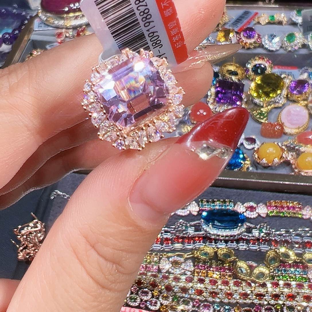 银S925镶嵌锂辉石戒指