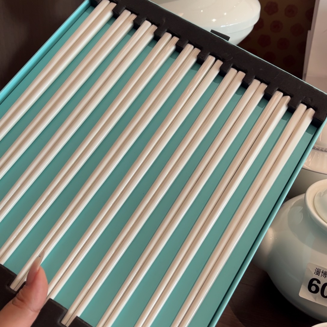 瓷片白月光餐筷10双