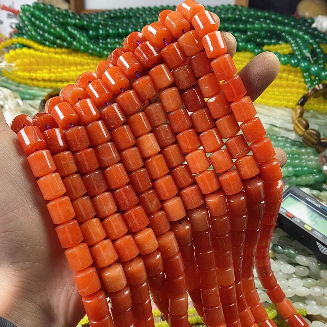 玛瑙/玉髓珠宝半成品合金一条10mm橙玉髓车轮珠D510