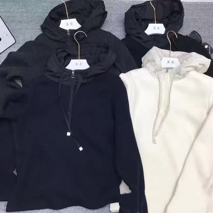 乖乖女装 冬季新款羊绒拼接半拉链连帽加绒卫衣