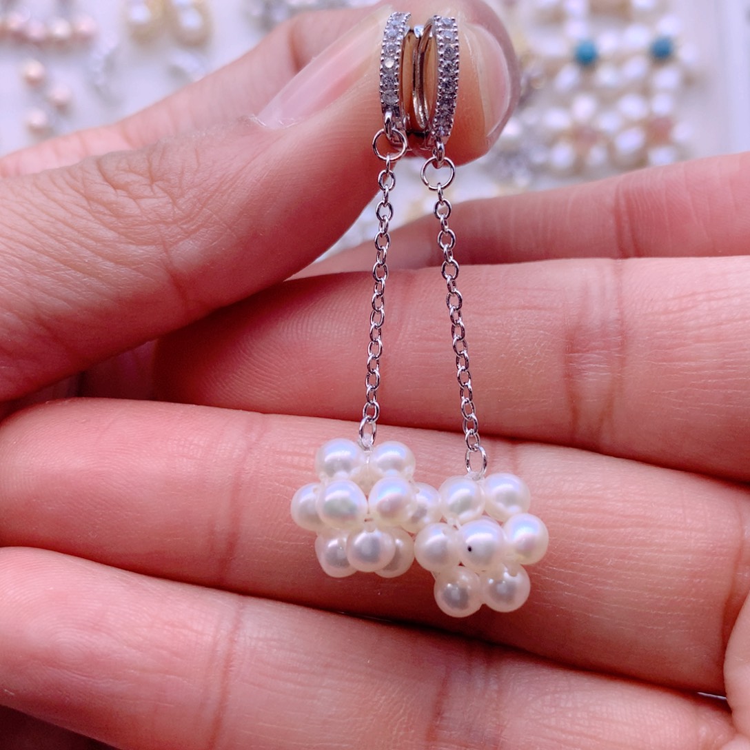 合金淡水珍珠耳饰