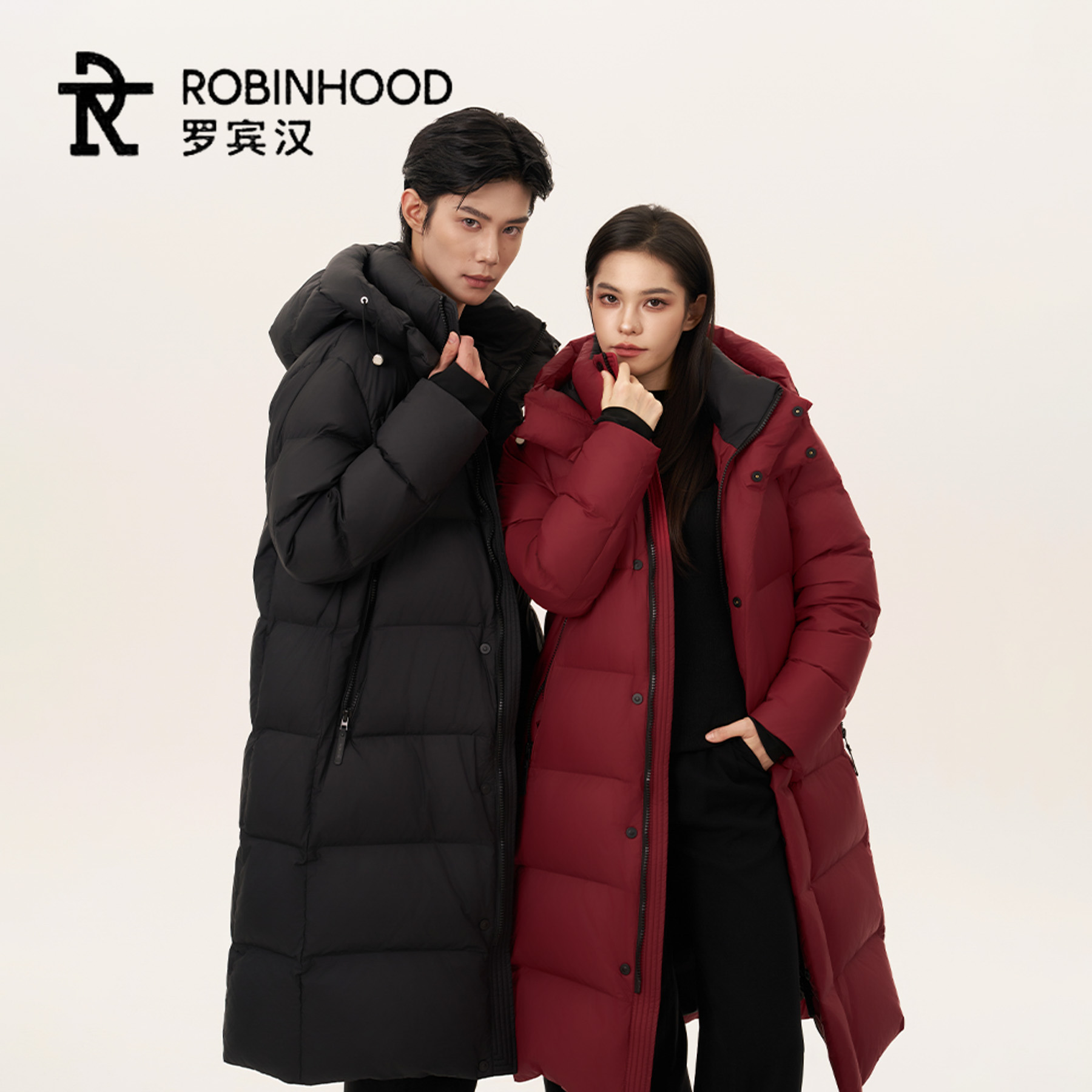 罗宾汉优选「零」系列羽绒服磁吸扣可拆帽2026款新国标90白鸭绒长款