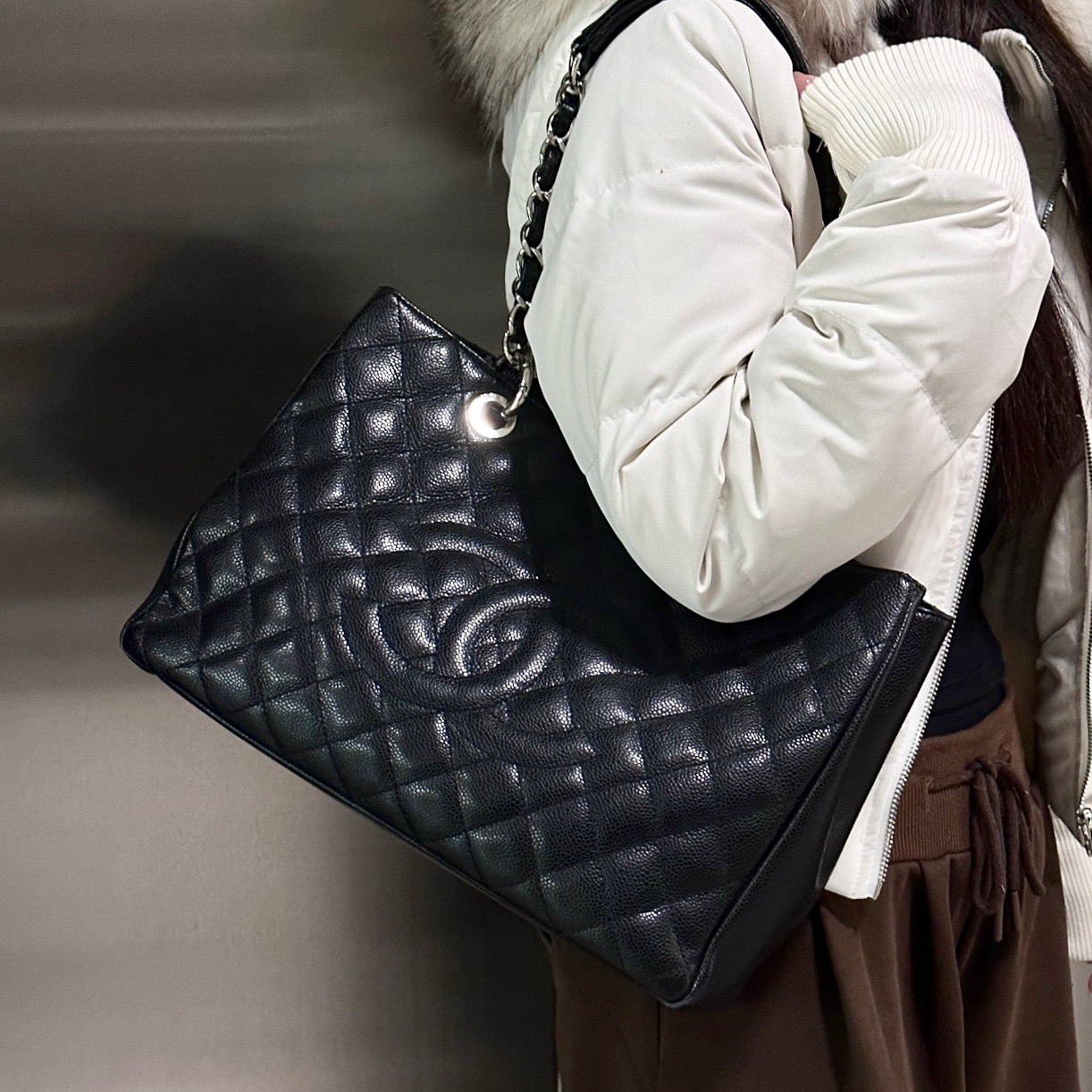 95新 Chanel/香奈儿 chanel黑银gst单肩包K