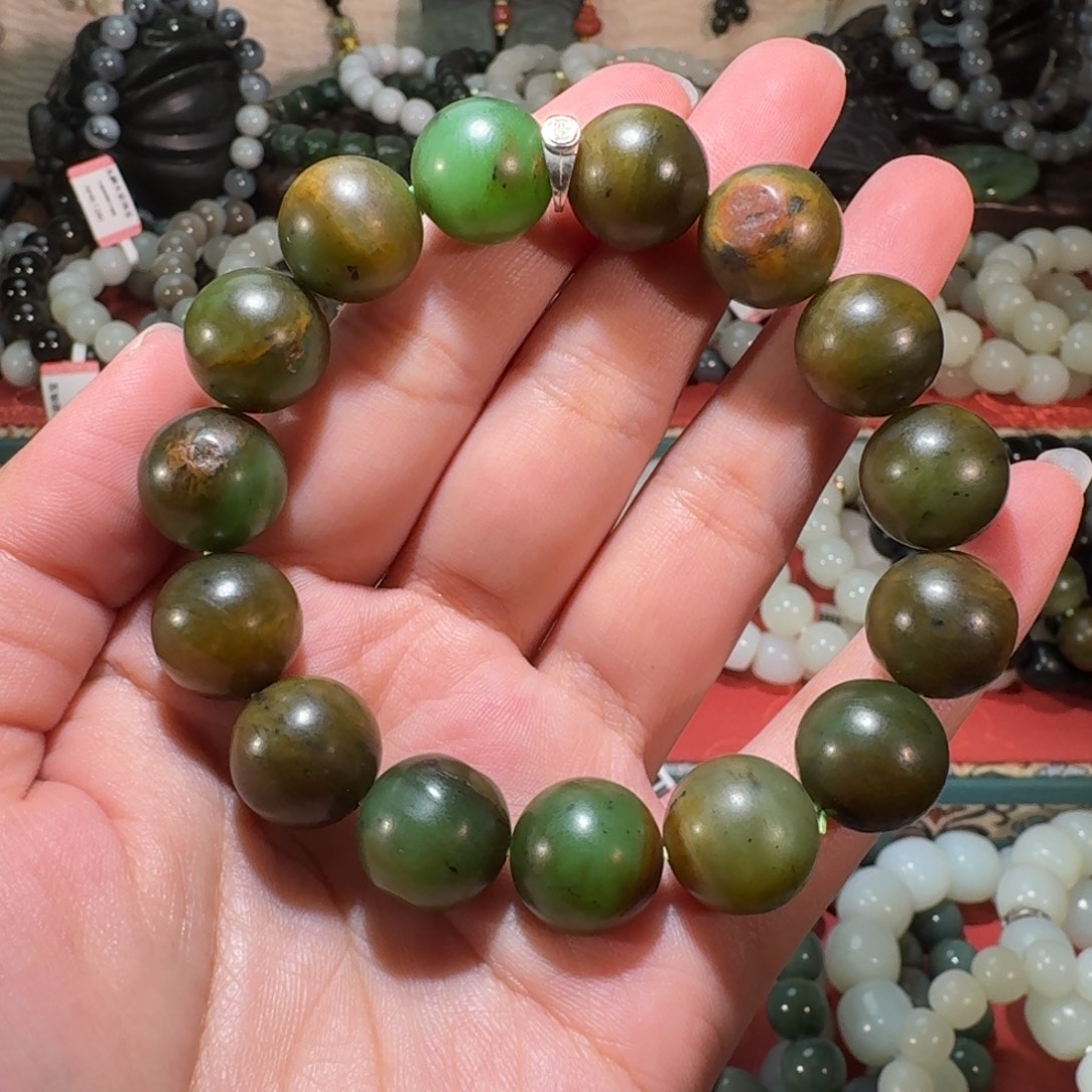 和田玉未镶嵌手链卡14碧玉