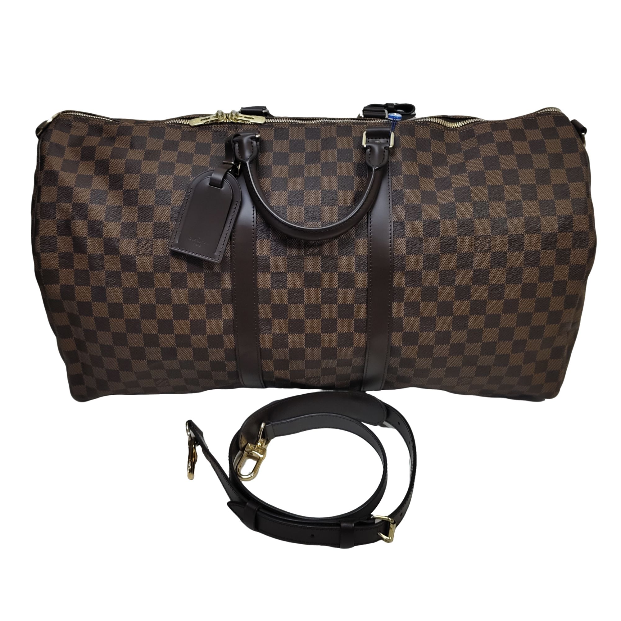 99新 LouisVuitton/路易威登 二奢闲置新棕棋盘格KP55旅行袋/1165
