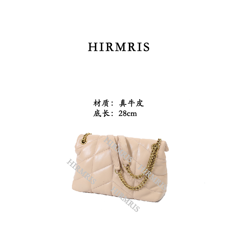 HIRMRIS手工真皮包550118-杏  v纹云朵阳杏色 枕头