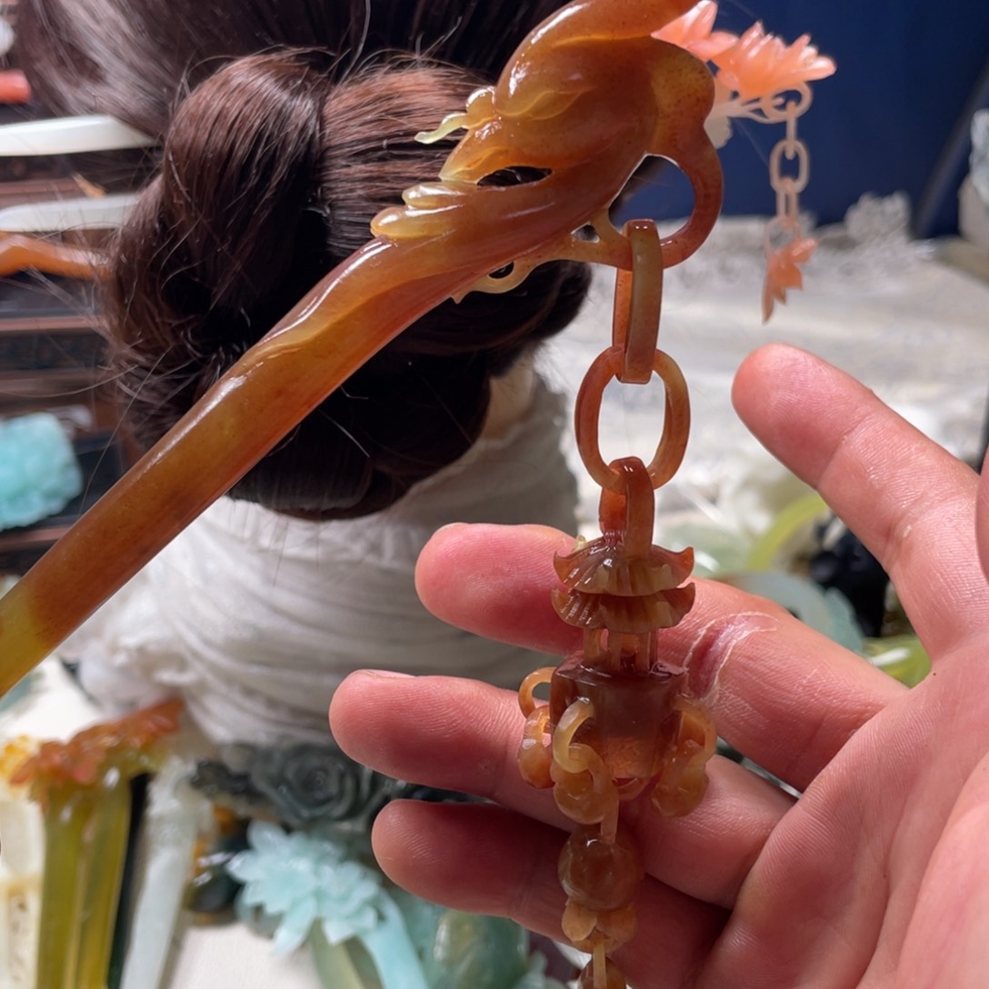 【闪购商品】未镶嵌岫玉发饰仙*掌