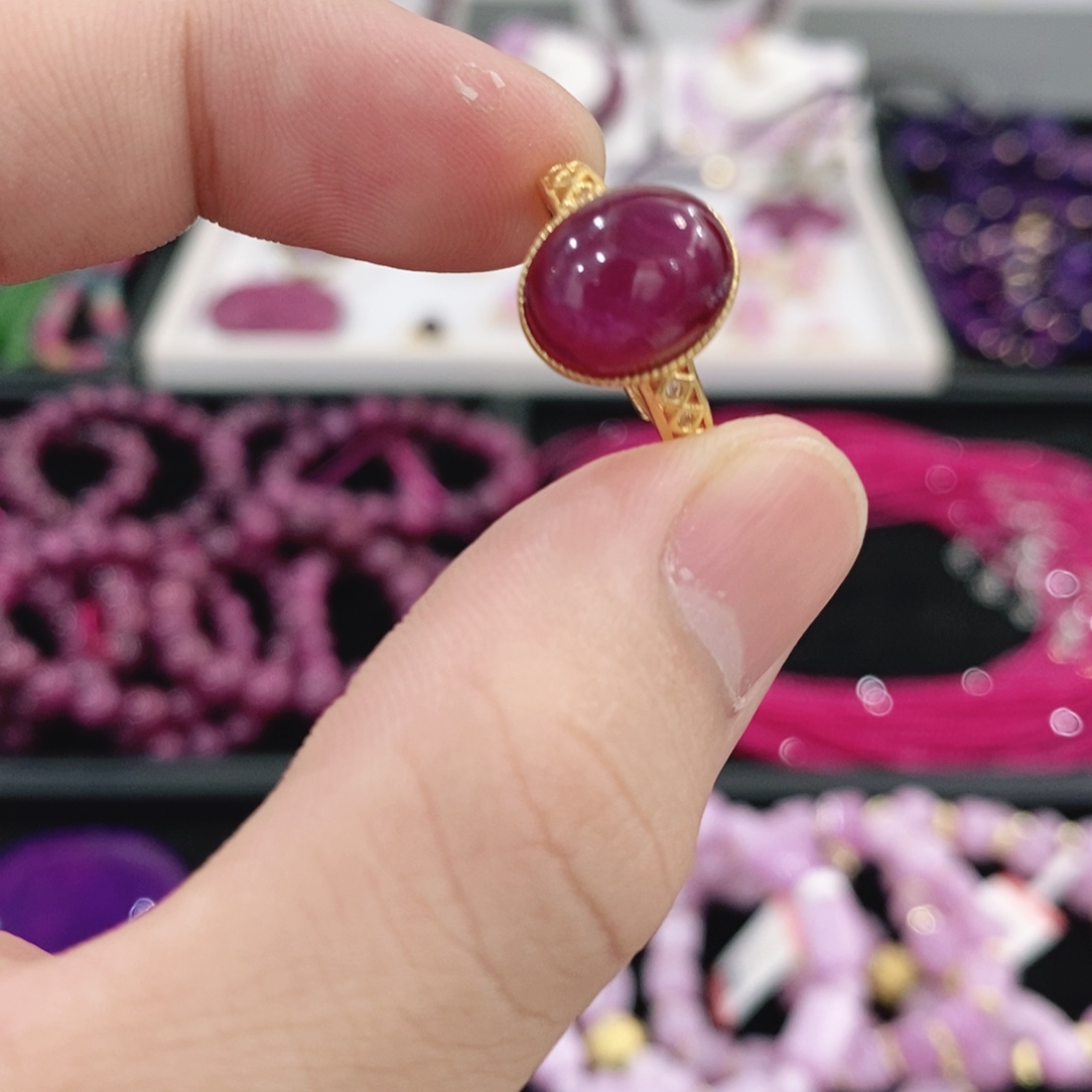 戒指银S925镶嵌红宝石