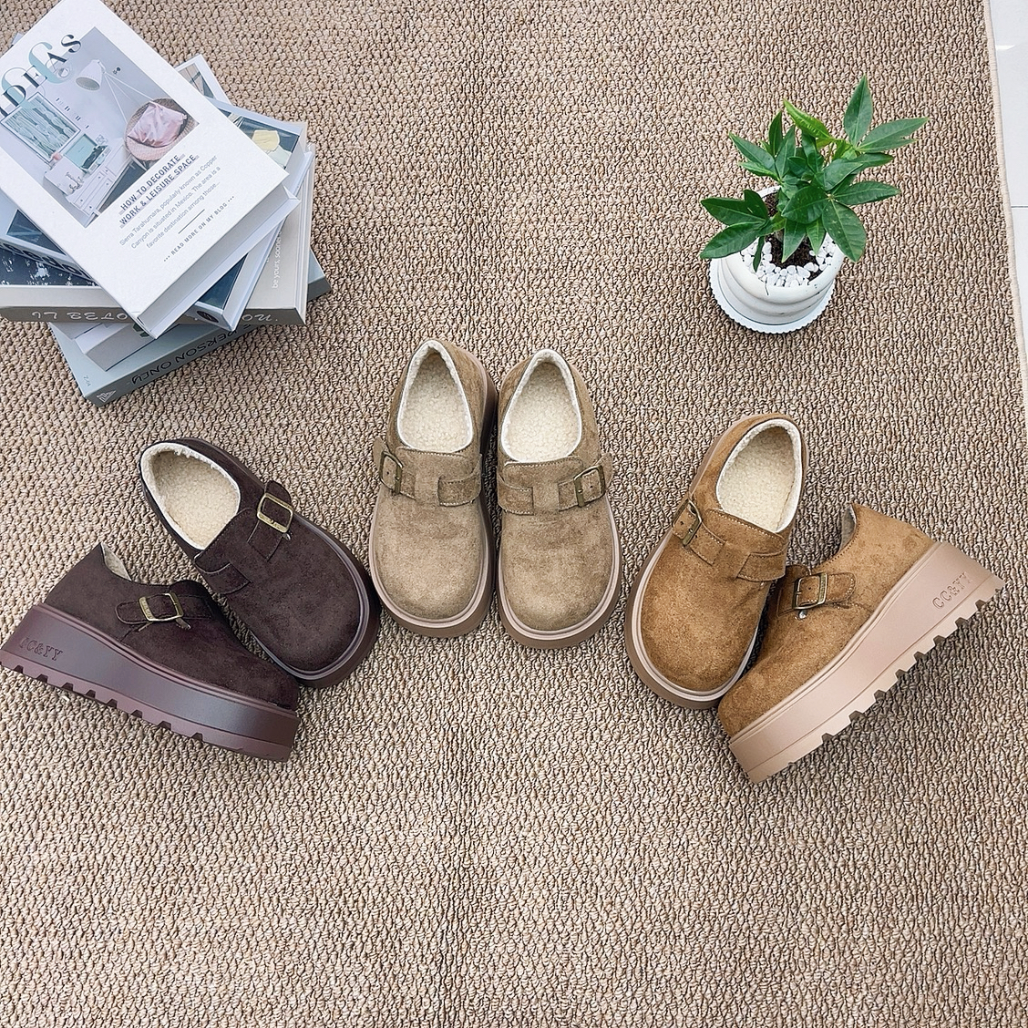 【刘姐高货】休闲风勃肯鞋极简风棉鞋/毛靴纯色秋冬H030