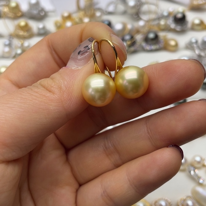 海水珍珠耳饰银S925镶嵌