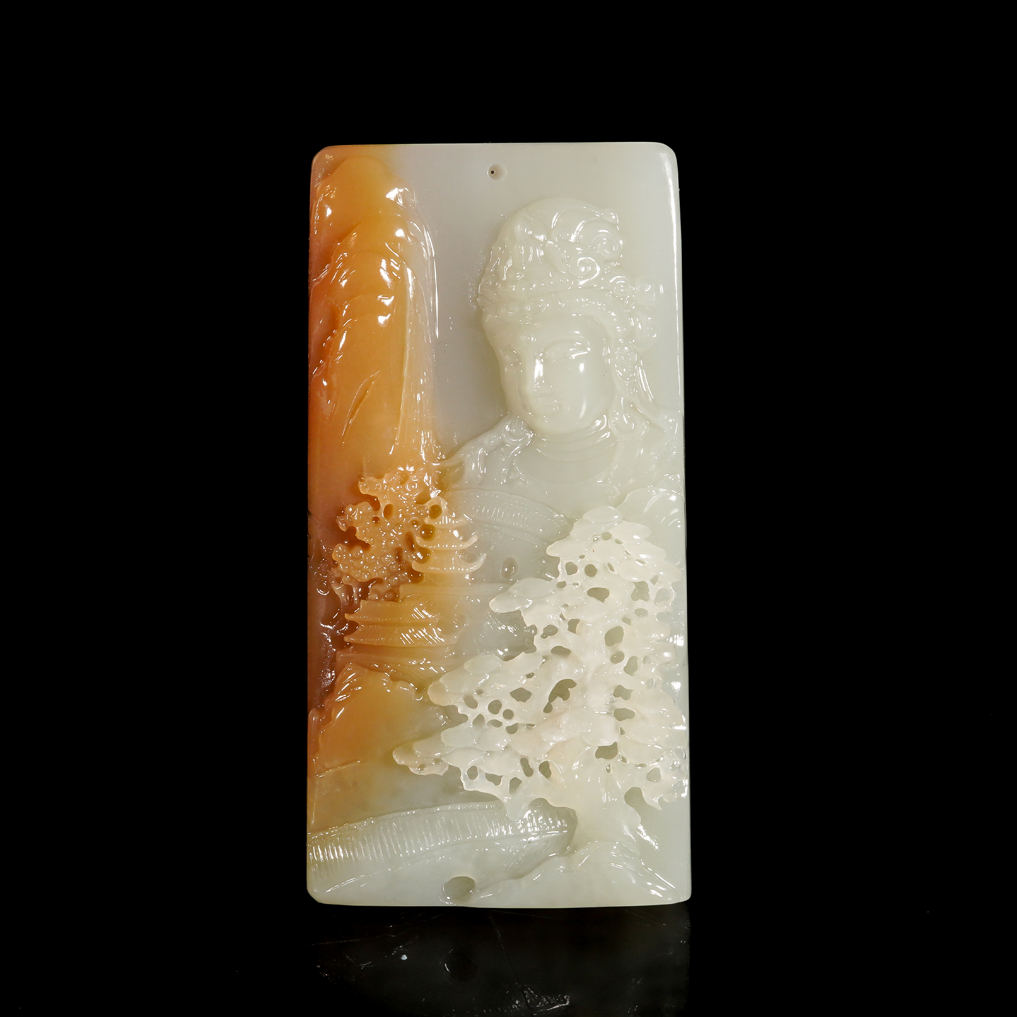 LOT.043和田玉山水人物牌/X4072