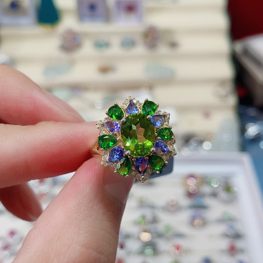 戒指银S925镶嵌橄榄石