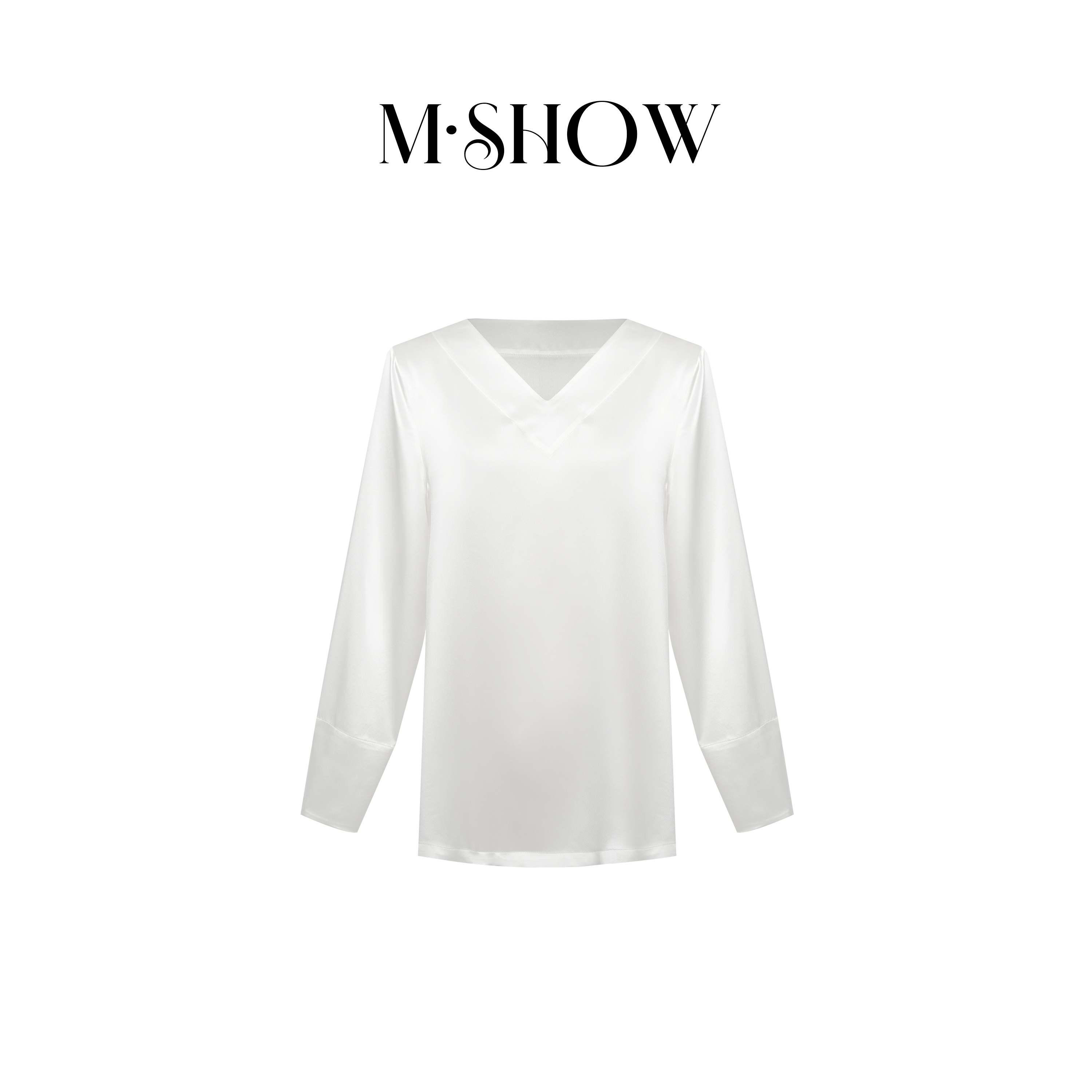 【重磅真丝】100%桑蚕丝26姆米素绉缎V领女士真丝衬衫5026C 