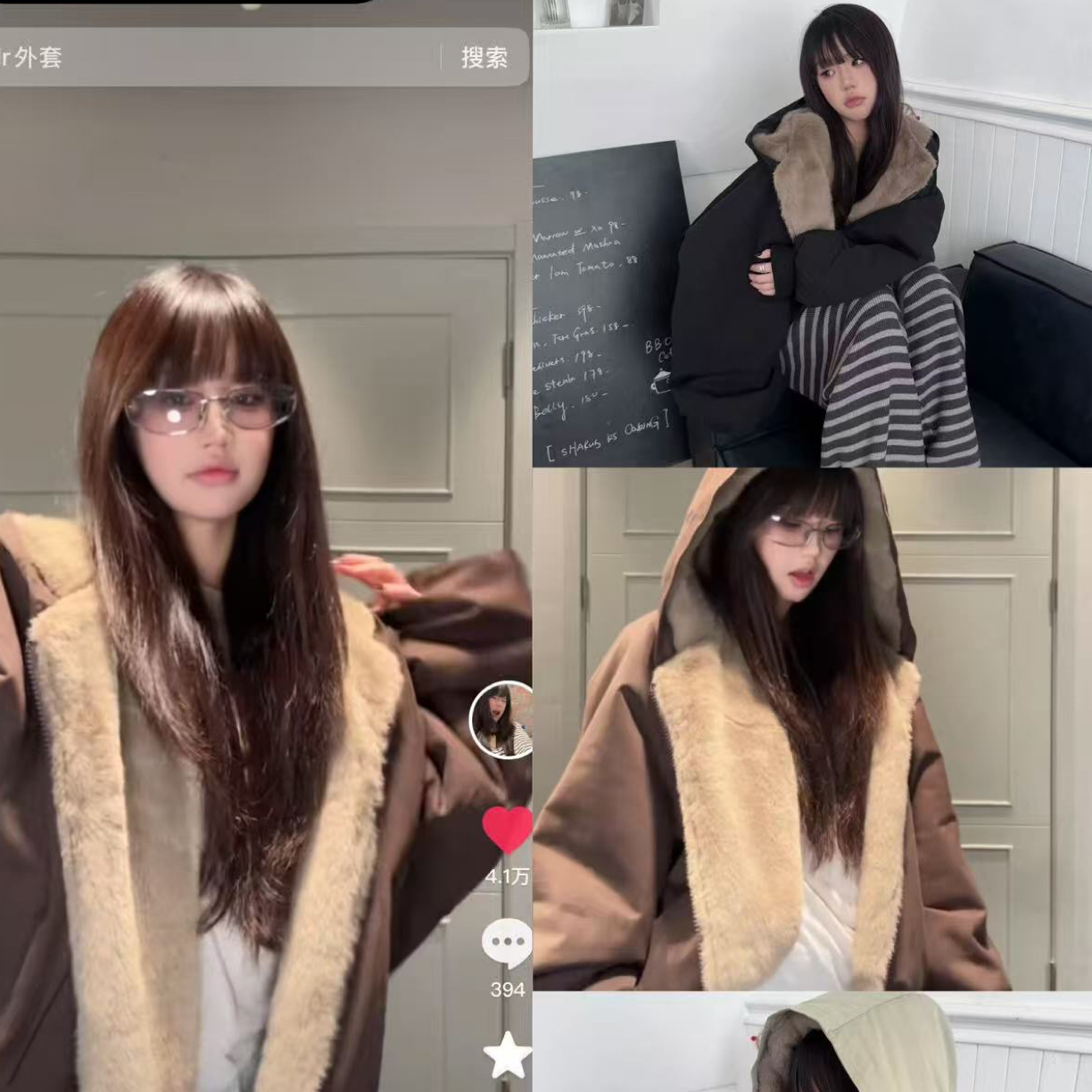 元元子专属重磅帆布水洗貂毛正反两穿御寒加绒加厚座山雕棉服夹克