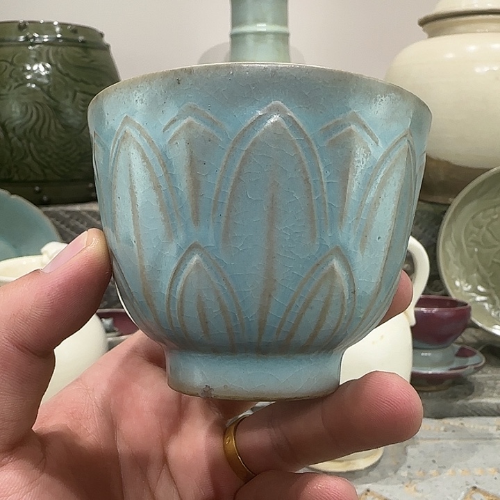 瓷片瓷瓷瓷汝窑杯瓷