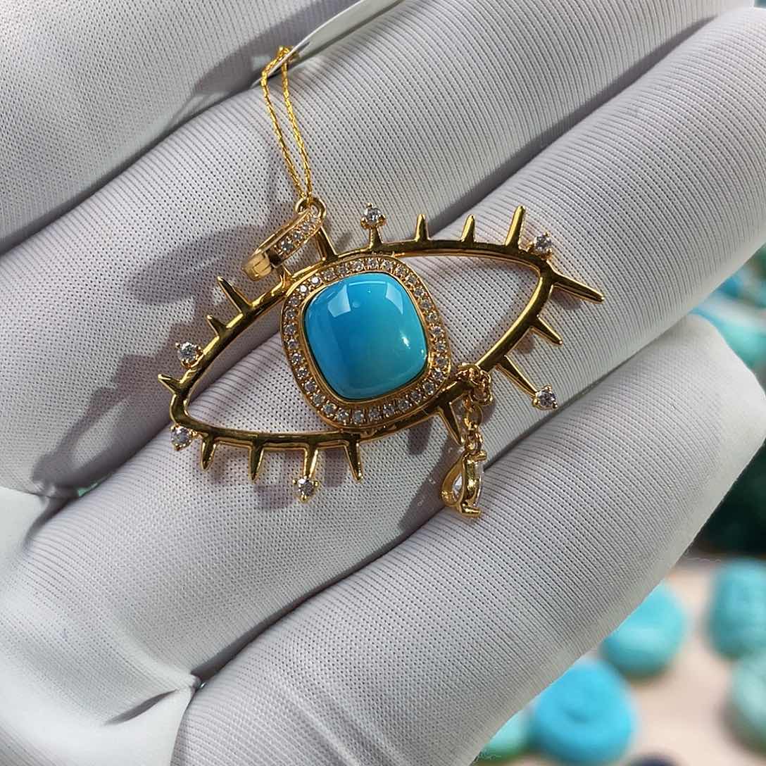 绿松石珠宝奇石18K金镶嵌