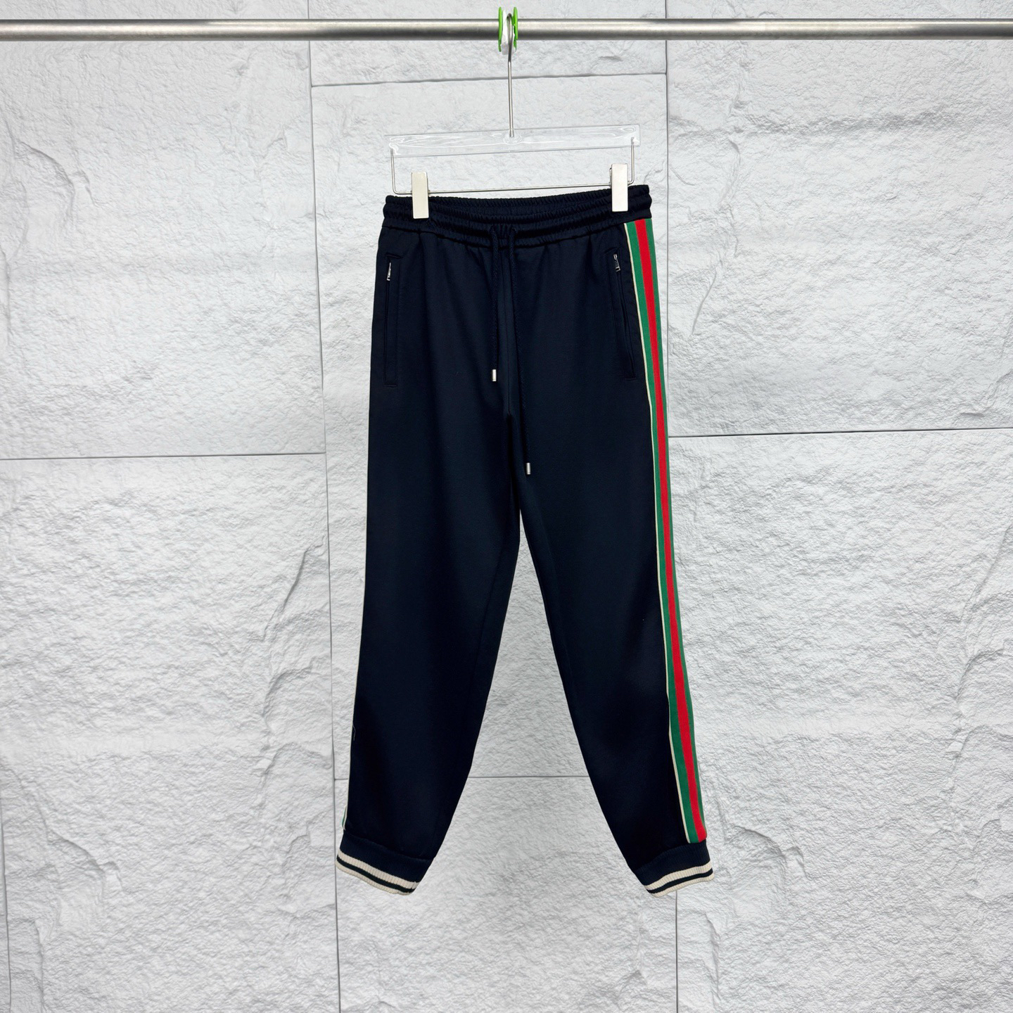99新 GUCCI/古驰 XS码/撞色条纹中腰平纹休闲裤/17028352